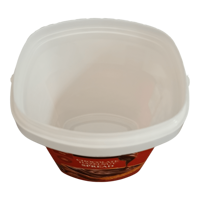 Seau en plastique de qualité alimentaire de 25 oz avec couvercles et poignée pour l'emballage des aliments, du fromage, de la crème glacée et du tabac, contenants personnalisés IML