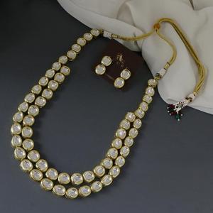 Conjunto de collar de Kundan de oro real de doble capa de diseñador, conjunto de collar indio tradicional de boda, conjunto de boda para mujeres y niñas - Product Image 1