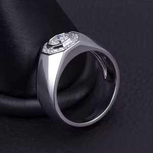 Anillo de bodas de oro blanco de 14K para hombre, joyería Vintage elegante y lujosa de alta calidad con diamante de moissanita de corte hexagonal a la moda - Product Image 3