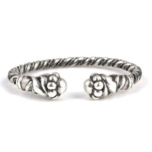 925 Sterling <b>Silver</b> Burmese <b>Bracelet</b> with Leaf and Ball Pattern Fashionable <b>Bangles</b> - Product Image 2