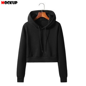 Wholesale crop top hoodie <b>women</b> winter cropped sweatshirt ladies solid <b>pattern</b> hoodie autumn teen girls fashion crop top - Product Image 3