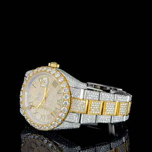 Reloj Deportivo de Acero Inoxidable con Esfera de Cristal de 41 mm para Hombre, Calidad VVS, Chapado en Oro Amarillo, Movimiento de Cuarzo, Diseño de Moneda, Regalo Elegante para Negocios - Product Image 4