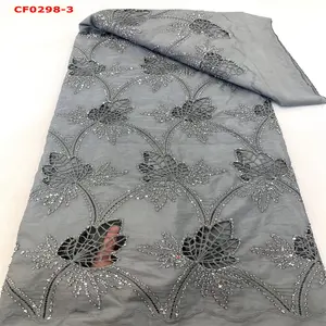 New Design Hollow Out Leaf Pattern Guipure Lace Fabric for Polychromatic Selection 3d Embroidery sequin Fabric for Chiffon Dress