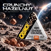 KisKis Choco-Crunch Snack Faible en Calories 11kcal Chocolat 12.6g Sachet Triangulaire Bonbons Lyophilisés pour Cadeau Thème Spatial Voyage