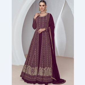 High Quality Women's Designer Faux Georgette Anarkali <b>Suit</b> Attractive Indian Pakistani Traditional Festival Wear with Salwar - Product Image 1
