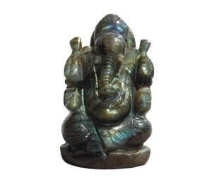 ของตกแต่งบ้านหินลาบราดอไรต์,ประติมากรรมมือแกะสลักพระพิฆเนศหินคริสตัลบำบัด - Product Image 3