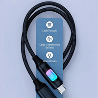 Kabel Pengisian Cepat USB Type-C dengan Lampu LED, Jaket Nilon Kepang, Konduktor Tembaga Murni, Konektor Paduan Aluminium, Berbagai Warna