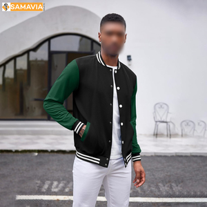 SAMAVIA PU Sleeve College Varsity Jacket Bomber de l'équipe de baseball Veste Letterman personnalisée Vêtements d'usine pour hommes OEM - Product Image 5