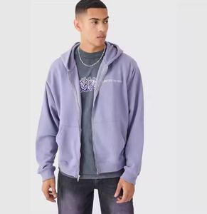 Sweat à capuche zippé et élégant pour hommes avec impression bouffante Sweat à capuche zippé américain personnalisé doublé thermique pour l'hiver Style Hip Hop - Product Image 3