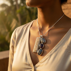 Colgante de Plata Hecho a Mano con Incrustaciones de Amatista, Estilo Religioso Único, Joyería de Oro, Regalo para Mujer, Colgantes con Patrón de Gancho - Product Image 3