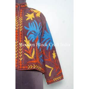 Custom Made Embroidered Suzani Woven <b>Wool</b> Jackets with Cotton Filled Artisan Craftsmanship Windproof Multi Coloured jacket - Product Image 5