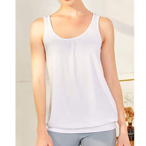 Respirant Bas GSM Femmes Doux Pima Coton Yoga Racerback Débardeurs Blanc - Product Image 4