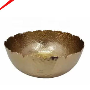 Tazón de servicio azul y dorado de acero inoxidable de metal de alta venta para restaurante y bar de hotel - Product Image 3