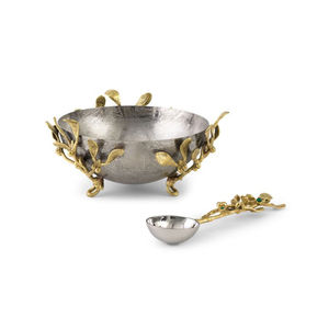 Bol de Table en argent et or intemporel fait à la main Artisan décoratif pièce maîtresse Accent pour salon Table à manger décor d'affichage - Product Image 5