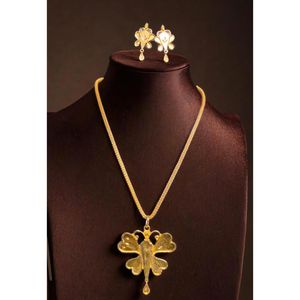 Meilleures Offres Collier Boucles d'Oreilles Ensemble avec Plaqué Or 22Ct Collier Tendance Boucles d'Oreilles Ensemble pour Femme Porter des Bijoux - Product Image 1