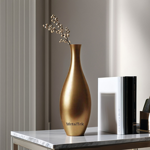 Vase à fleurs en métal décoratif de haute qualité plaqué or, design moderne élégant, finition mate, cadeaux de mariage pour la maison, décoratif - Product Image 2