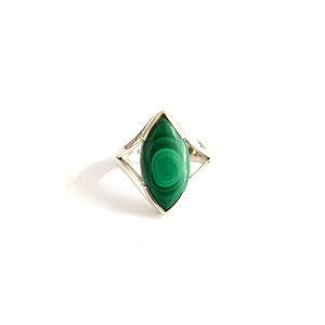 Trendy Malachite Cluster <b>Ring</b> 5.7 Grams Copper Gemstone Bezel <b>Set</b> Fashionable Geometric Style Gift - Product Image 1