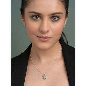 NOVAMART Fine Platinum Rhodium-Plated Heart Pendant Necklace- 925 Sterling <b>Silver</b> Wholesale Export - Product Image 3