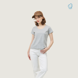 Camiseta Ajustada de Manga Corta para Mujer, Jersey de Algodón Transpirable con Detalles de Pliegues y Malla - Product Image 4