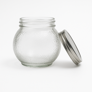 Tarro de vidrio Mason en relieve con tapa de metal almacenamiento hermético para uso doméstico perfecto para recetas de aperitivos - Product Image 5