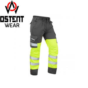 Pantalones de trabajo de lona transpirables de alta visibilidad recién llegados al por mayor pantalones planos de seguridad con cremallera media hechos a medida para exteriores - Product Image 2