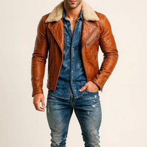 Veste en cuir élégante pour homme, col rabattu, en cuir de vachette, imperméable, écologique, manteau tendance, personnalisable, exportateur en gros - Product Image 5