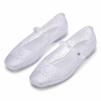 Sandales plates en PVC ajourées 2026 – Nouvelle collection tendance et polyvalente pour la plage, à bride unique, ornées de strass, effet gelée