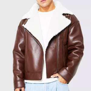 <b>Men's</b> Casual Winter <b>Jacket</b> with Fur Collar Zip-up Design Genuine Thin <b>Sheepskin</b> Leather Low MOQ <b>Men's</b> <b>Jackets</b> - Product Image 1