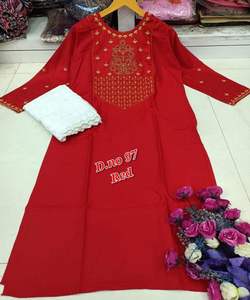 Robe de soirée moderne Look de créateur Nouvelle collection Couleur verte Travail lourd brodé Femmes indiennes Prêt à porter Kurti avec Palazzo Garment - Product Image 5