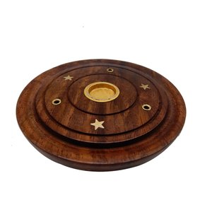 Quemador de Incienso Compacto de Madera Hecho a Mano y Soporte para Varillas, Atrapasueños Pulido para Meditación y Aromaterapia - Product Image 1