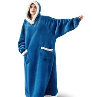 Hiver Plaid Long Flanelle Couverture Fleece Robe Hooded Overall Blanket Sweaters Oversized Unisex Pullover Faux Cashmere Puffy Coat