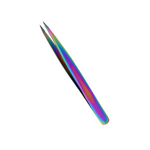 Pinzas de pestañas negras inclinadas de acero inoxidable de grado profesional Características DE SEGURIDAD Uso para extensión de pestañas y cabello encarnado - Product Image 3