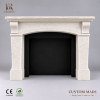 Cheminée en marbre blanc naturel poli sur mesure pour support TV à flamme LED sans chauffage, décoration de villa, encadrement de foyer