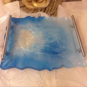 Plato de resina hecho a mano, diseño colorido contemporáneo, ideal para fiestas, reuniones, entretenimiento o arreglos festivos en el hogar - Product Image 6