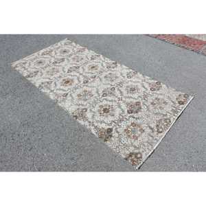 Turkish Vintage Area Rug 3.8x7.9 ft, <b>Brown</b> Persian Rug <b>Wool</b> - Product Image 1
