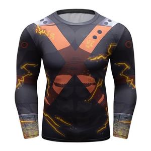 Sublimation Printed Spandex Bjj Quick-dry Men <b>Compression</b> <b>Shirt</b> Top Long Sleeve Sports Baselayer Running Dry Rash Guard - Product Image 2