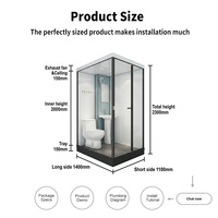 Cabine de douche modulaire compacte personnalisée YEETE avec porte coulissante en verre, composants certifiés WaterMark pour projets hôteliers OEM ODM