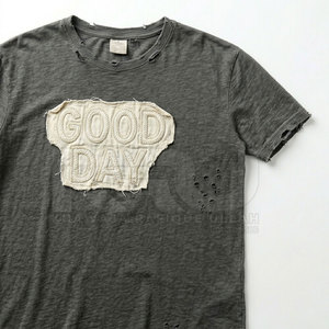 Camiseta de Hombre de Alta Calidad, Talla Grande, Tejida, con Bordado Desgastado y Efecto Lavado, Tejido Resistente, Ecológico y Transpirable - Product Image 4