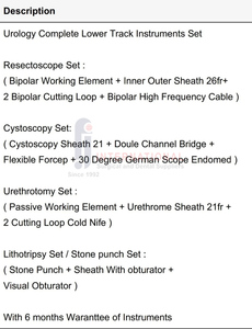 Thấp hơn theo dõi hoàn chỉnh turp tiết niệu thiết lập Hướng dẫn sử dụng nguồn điện cụ phẫu thuật thiết lập cho thấp hơn theo dõi turp hoạt động & phẫu thuật - Product Image 5