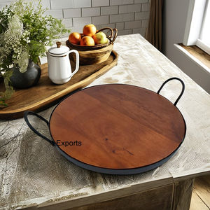 Plateau en bois rustique durable et élégant avec des poignées en métal élégantes pour le service de mariage et la décoration intérieure - Product Image 6