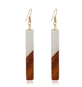 Pendientes de resina de madera Geométrica Madera Boho Gota Dang1le Pendiente Barra Redonda Declaración simple Africana - Product Image 1