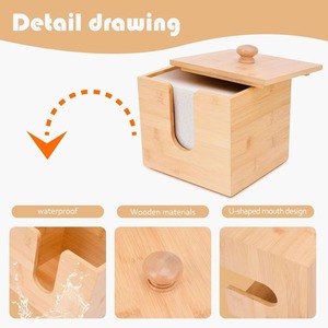 กล่องทิชชู่ไม้ไผ่ทรงสี่เหลี่ยมเปิดฝากล่องทิชชู่ทำด้วยมือเป็นมิตรกับสิ่งแวดล้อมของตกแต่งบ้านและโต๊ะจากเวียดนาม - Product Image 3