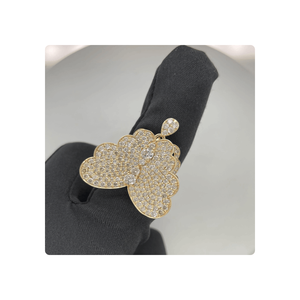14kt Yellow Gold Butterfly Style Fashion <b>Finger</b> <b>Ring</b> with Natural VS SI Purity Diamonds - Product Image 2