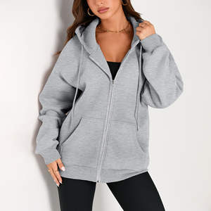 Nouveauté : Sweat-shirts à capuche décontractés pour femmes, 100% coton, hiver, confortables, à fermeture éclair, en polaire mélangée, imprimés sur mesure sur le devant - Product Image 6