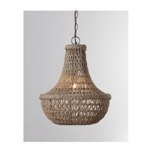 Lámpara Colgante Vintage para Dormitorio, de Mimbre y Ratán, Hecha a Mano, con Pantalla de Metal Tejida, LED, en Oferta - Product Image 6