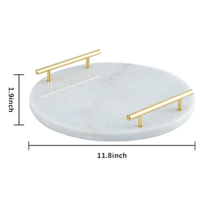 Plateau de service en marbre de luxe en gros, design traditionnel, plateau rond pour mariage, nourriture, fruits, plateau de service décoratif - Product Image 5