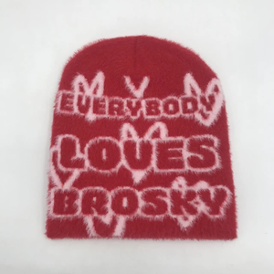 Vente en gros Bonnet en tricot jacquard unisexe avec logo personnalisé sans manchette fabriqué en mohair-pour votre style unisexe - Product Image 3