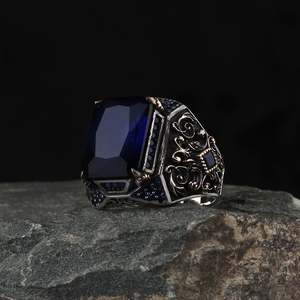 New Arrival Azuris 925 Sterling Silver Men's <b>Ring</b> Ottoman Style From Turkey Natural Stone <b>Aqeeq</b> Fine Jewelry VALKH1009 - Product Image 1