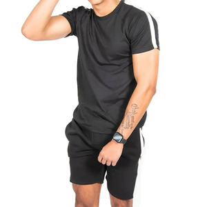 Gym Active Men's Pink Vintage Sporty Solid <b>T</b>-<b>Shirt</b> Shorts Set Stand <b>Collar</b> Quick Dry Knitted Eco-Friendly ODM Winter Plain Dyed - Product Image 4