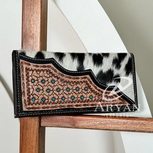 เคสคลัทช์หนังวัวแบบถือกระเป๋าสตางค์สีน้ำตาลสีน้ำตาลหนังวัวตัดด้วยมือสินค้ามาใหม่สไตล์ตะวันตก - Product Image 1